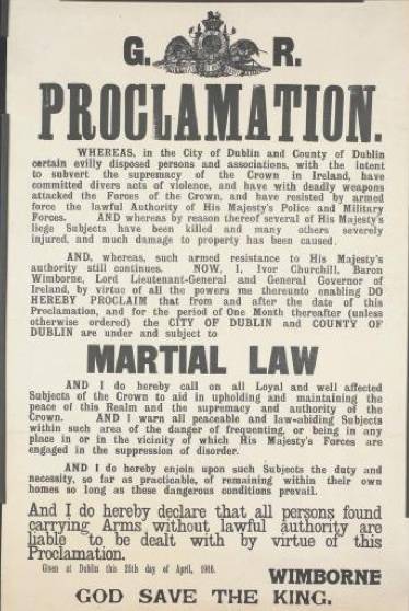 Proclamation of Martial Law across Dublin, April 1916.